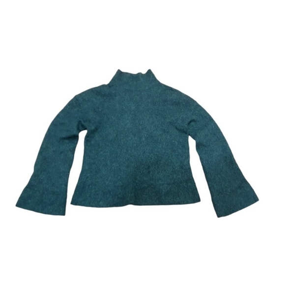 & Other Stories Sweater Mohair /Wool,Dark green Mock Neck, flared sleeve at hem - Picture 4 of 11